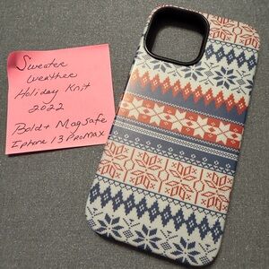 Sweater Weather Holiday Knit iPhone 13 Pro Max Case - Red, Blue, White